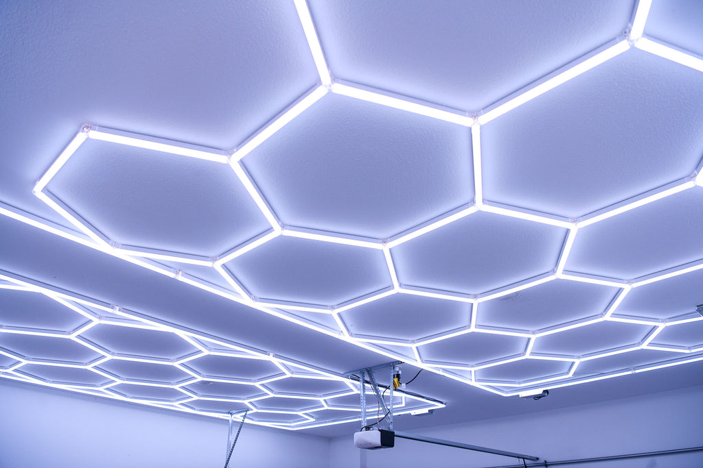 Balvolt - RGB Hex Light - White lights on ceiling